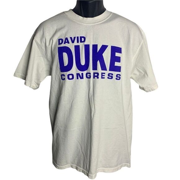 Vintage David Duke for Congress T Shirt M White Crewneck Original - Picture 2 of 5
